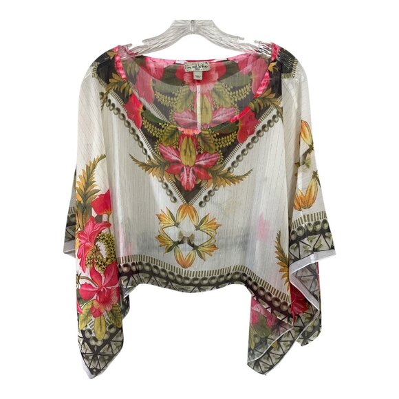 Live and Let Live Sheer Floral Poncho Top Women’s 1X - Picture 1 of 4